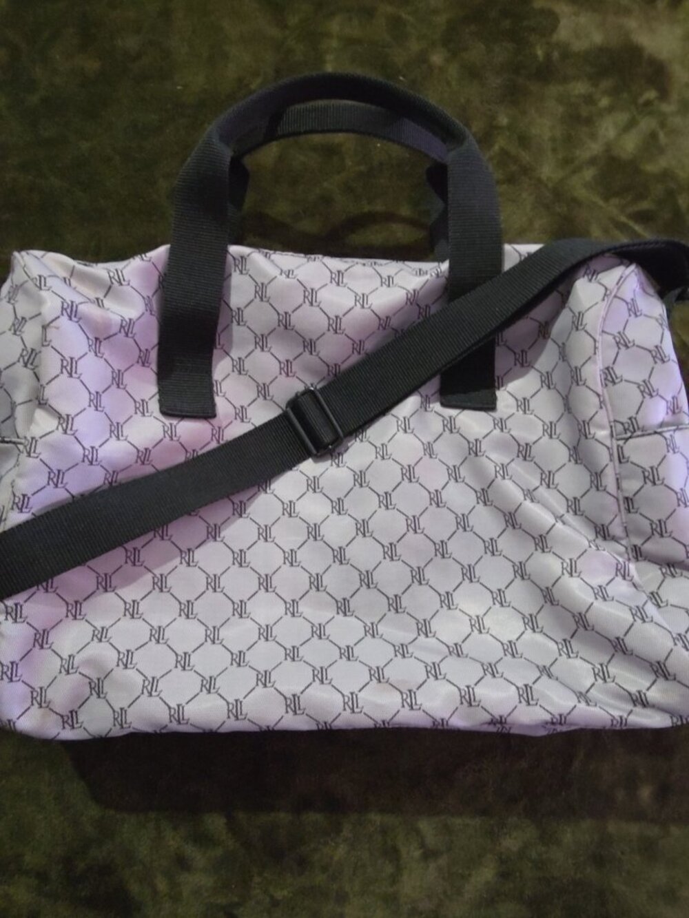 Lauren Ralph Lauren Signature Monogram Duffle Weekender Bag Lavender - Picture 3 of 7